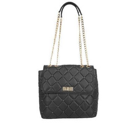 Isaac Mizrahi Live! Quilted Leather Crossbody Bag with Chain - A210066