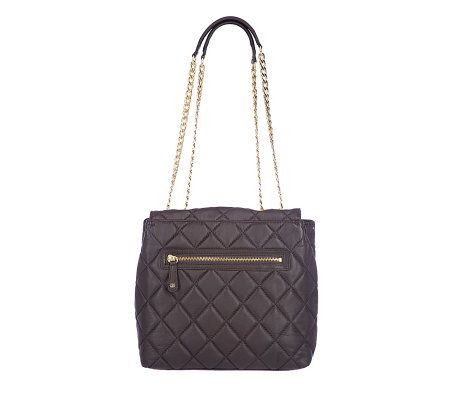 Isaac Mizrahi Live! Quilted Leather Crossbody Bag with Chain