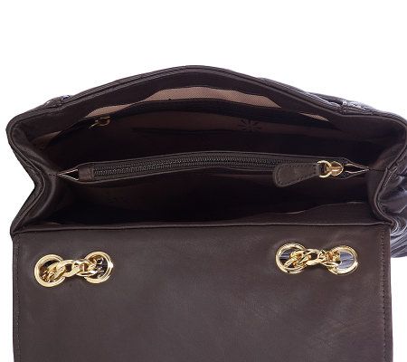 Isaac Mizrahi Live! Quilted Leather Crossbody Bag with Chain