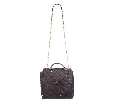 Isaac Mizrahi Live! Quilted Leather Crossbody Bag with Chain