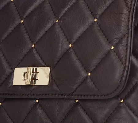 Isaac Mizrahi Live! Quilted Leather Crossbody Bag with Chain