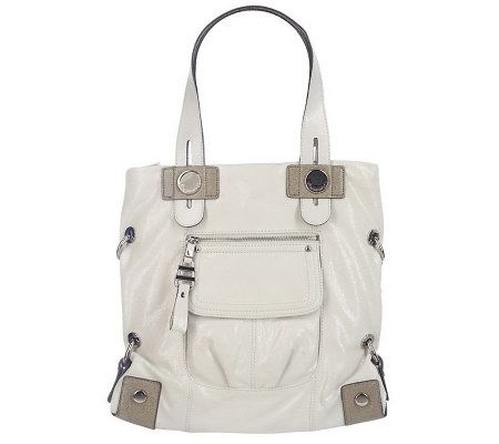 B.Makowsky Foil Suede Convertible Tote Bag with Pocket Details - A210566