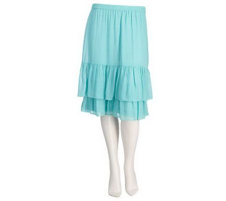 Linea by Louis DellOlio Pull-on Two Tier Skirt - A215166