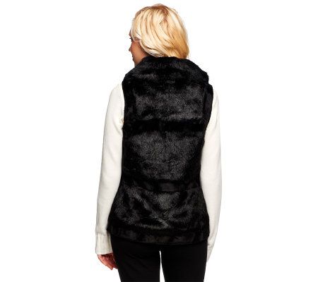 Luxe Rachel Zoe Faux Fur Vest with Hook & Eye Closure