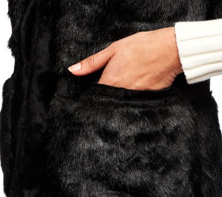 Luxe Rachel Zoe Faux Fur Vest with Hook & Eye Closure