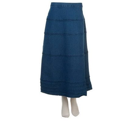 Denim & Co. Tiered Long Denim Skirt - A218966