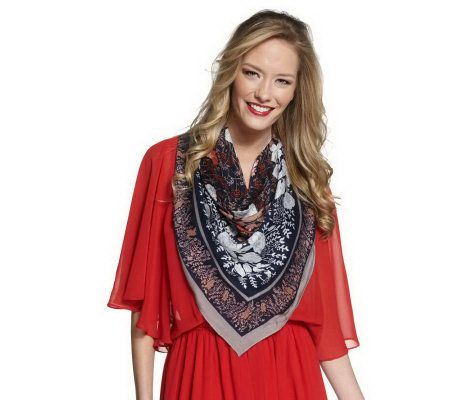 Luxe Rachel Zoe Picnic Floral Square Scarf - A220366