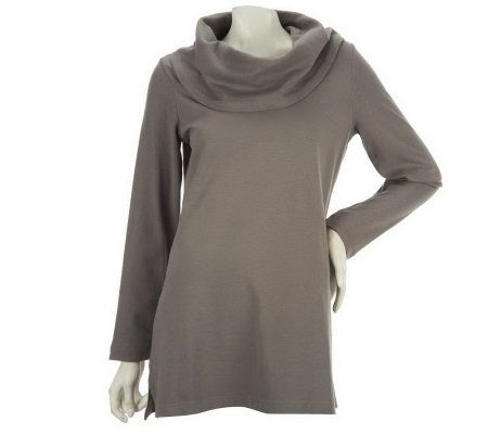 Denim & Co. Long Sleeve Cowl Neck Knit Tunic - A220566