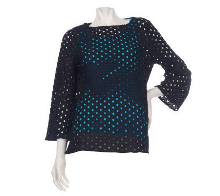 George Simonton Embroidered Eyelet Bell Sleeve Tunic w/Tank - A223566