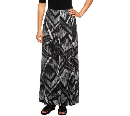 Susan Graver Printed Liquid Knit Maxi Skirt - A226866