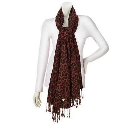 Isaac Mizrahi Live! 28 x 72 Printed Leopard Fringe Scarf - A228566