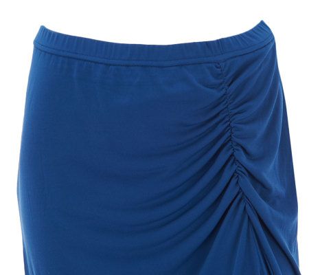 Bob Mackies Fully Lined Maxi Skirt with Front Ruching Detail
