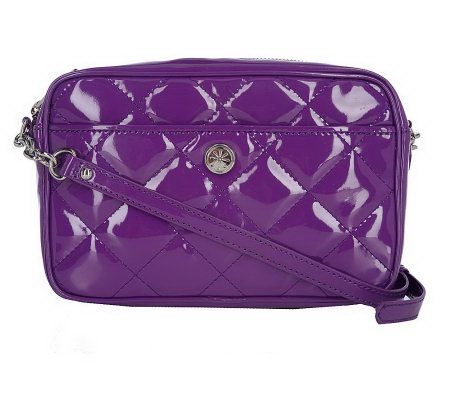 Isaac Mizrahi Live! Quilted Patent Crossbody Bag with Strap - A210067