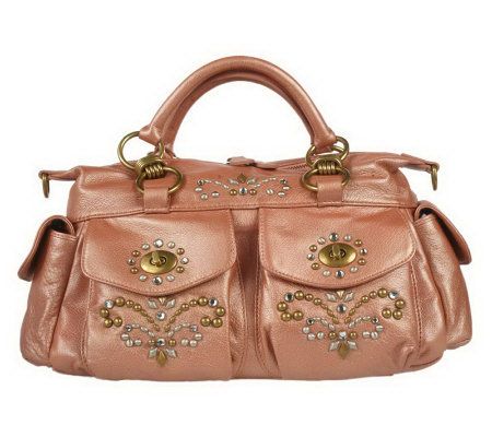 Fiore by Isabella Fiore Leather Convertible Satchel w/Studs - A212367