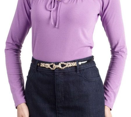 Isaac Mizrahi Live! Skinny Patent Belt with Rope Metal Closure - A215367