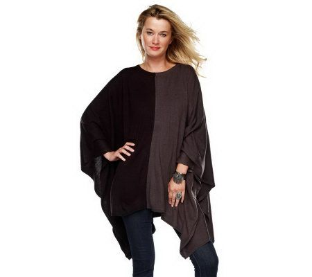 LOGO by Lori Goldstein Crew Neck Poncho - A218367