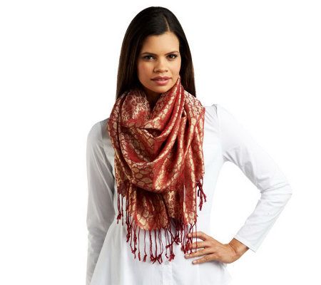 Liz Claiborne New York Metallic Animal Pashmina with Fringe Detail - A220267