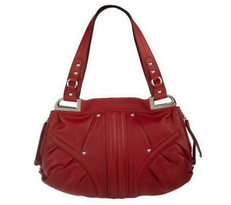 As Is B. Makowsky Glove Leather Double Leather Zip Top Satchel - A220667