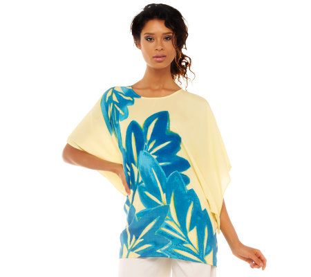 CV by Cynthia Vincent Palm Print Dolman Sleeve Tunic - A222867