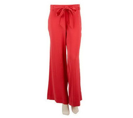 George Simonton Reg. Wide Leg Palazzo Pants with Removable Belt - A223567