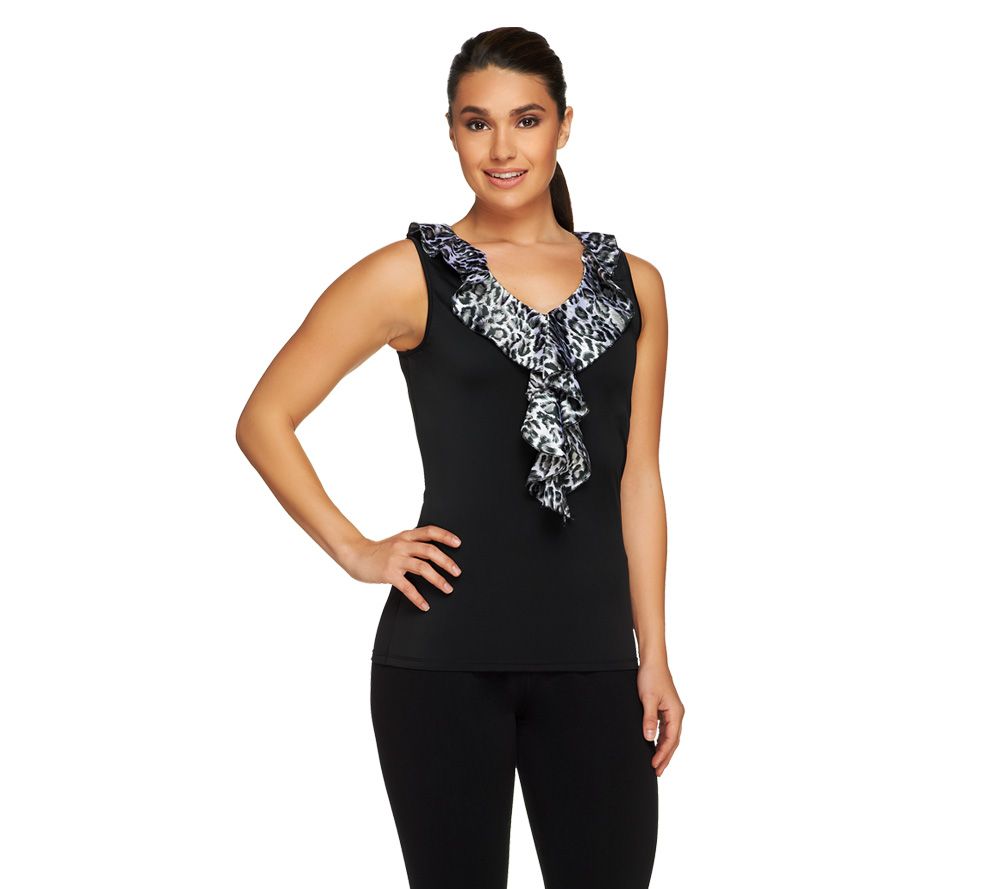 Kathleen Kirkwood Dictrac-Ease Animal Print Ruffle Cami - A224167