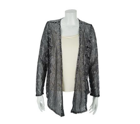 Linea by Louis DellOlio Lace Drape Front Cardigan - A229467
