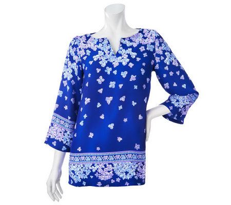 Bob Mackies Heavenly Hydrangea Printed Tunic - A230967