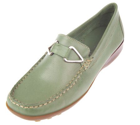 Markon Leather Slip-on Moccasins with Hardware Detail - A67567