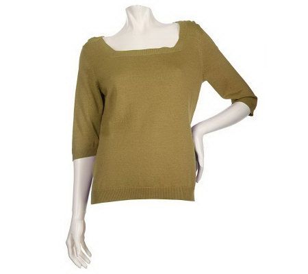 Bob Mackies Silk Blend Square Neck Sweater - A67967