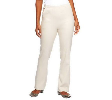 Denim & Co. Petite Original Waist Stretch Boot Cut Pants w/ Side Pockets - A199468