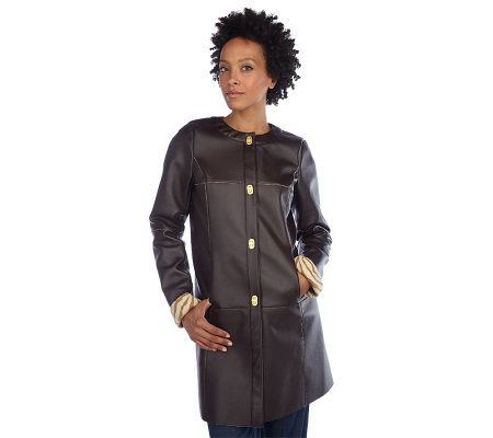 Isaac Mizrahi Live! Faux Leather Jacket with Animal Print - A212268