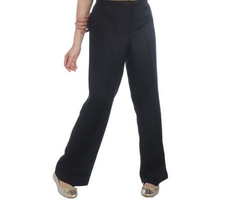 Isaac Mizrahi Live! Fly Front Wide Leg Pants with Elastic Waist - A213668