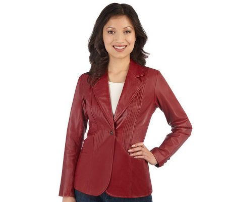 Denim & Co. One Button Leather Jacket with Pintuck Detail - A216668