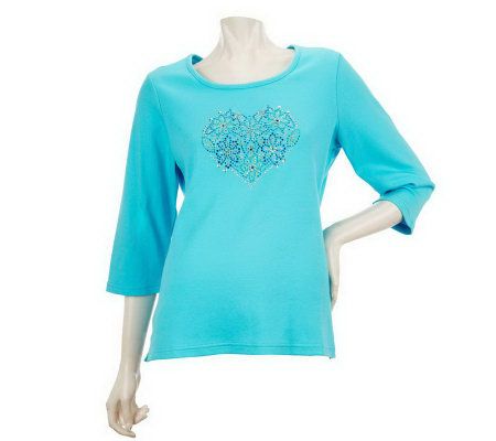 Quacker Factory Sparkle & Shine Hearts Fulfilled T-shirt - A221768