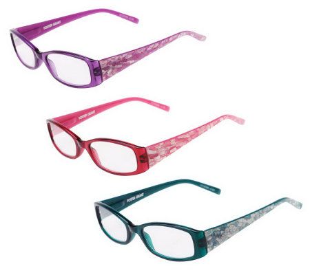 Foster Grant Set of 3 Fashion Readers with Soft Case - A222568