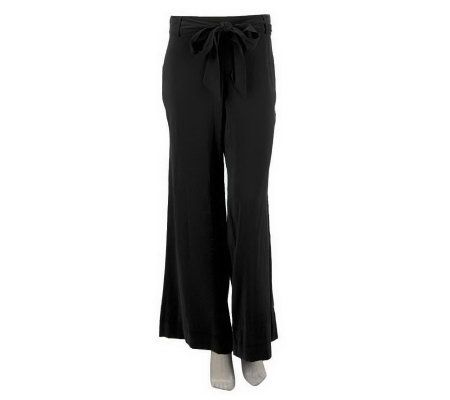 George Simonton Petite Wide Leg Palazzo Pants with Removable Belt - A223568
