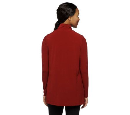 Bob Mackies Mock Neck Long Sleeve Knit Top and Sequin Vest Set