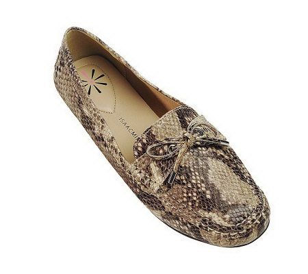 Isaac Mizrahi Live! Python Embossed Leather Moccasins - A229568