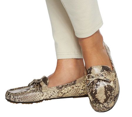Isaac Mizrahi Live! Python Embossed Leather Moccasins