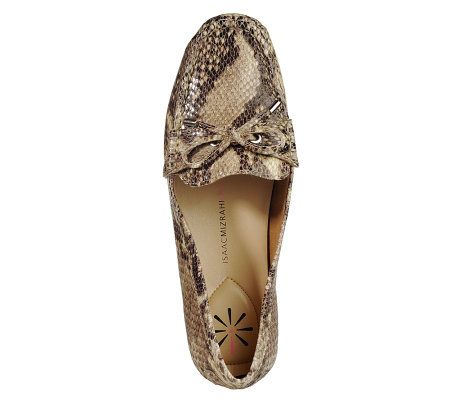 Isaac Mizrahi Live! Python Embossed Leather Moccasins