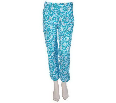 As Is Lilly & Van Stretch Cotton Printed Cropped Pants - A229968