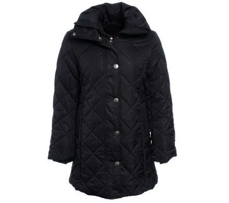 Excelled Ladies Diamond Quilt Coat withPillow Collar - A246068