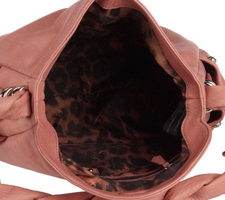 B. Makowsky Ruched Glove Leather Flap Hobo with Braided Strap