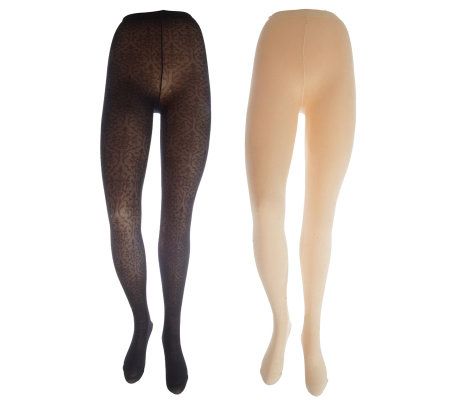 Passione Set of 2 Patterned Luxury Italian Sheer Tights - A199669