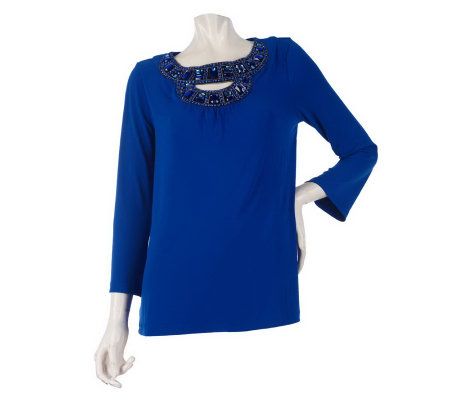 Bob Mackies Jeweled Applique Blouse - A209469