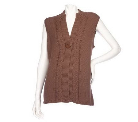 Denim & Co. One Button Multistitch Sweater Vest - A209769