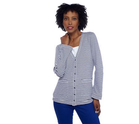 Isaac Mizrahi Live! Cardigan with Roll Tab Sleeves - A222069