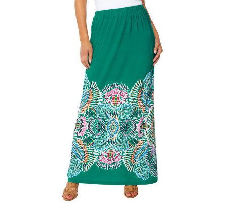 George Simonton Regular Border Print Pull-on Maxi Skirt - A223569