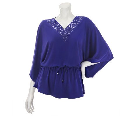 Quacker Factory DreamKnit Summer Sparkle 3/4 Sleeve Tunic - A231369