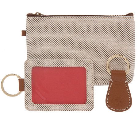 Dooney & Bourke Leather Trimmed Woven Tote with 3 Accessories